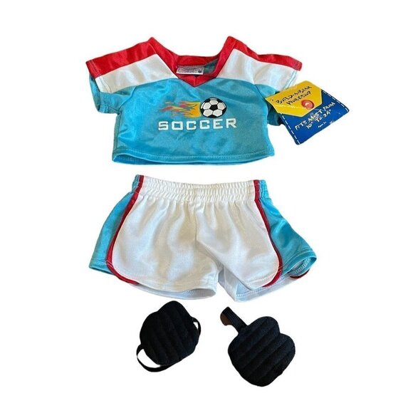 Build-a-Bear Soccer Uniform 4pc Teal 14" GUC Outfit Clothes Sports Athletic - Picture 1 of 7